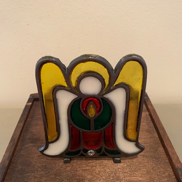Vintage Stained Glass Angel Candle Holder - Picture 5 of 5